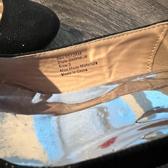 Badgley Mischka Girls Dress Shoes Size 3 / Women’s 5 Black Sparkle heels strap - Picture 4 of 11
